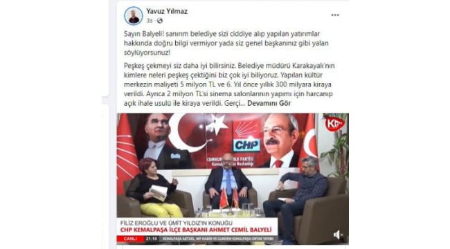 AK PARTİLİ YILMAZ’DAN BALYELİ’YE TEPKİ